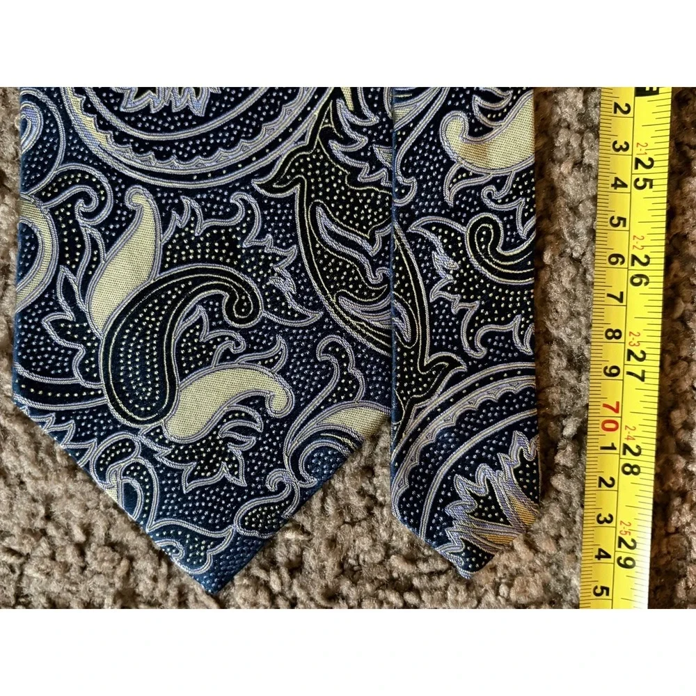 Hickey Freeman Neckwear Tie Yellow Pink Geometric Pattern USA 100% Silk JBHS
